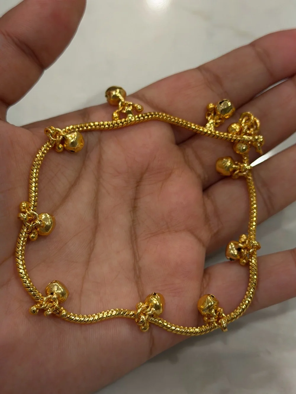 Gold Tone Ghungroo Anklet Pair | Traditional Indian Payal Bells Festival Jewelry
